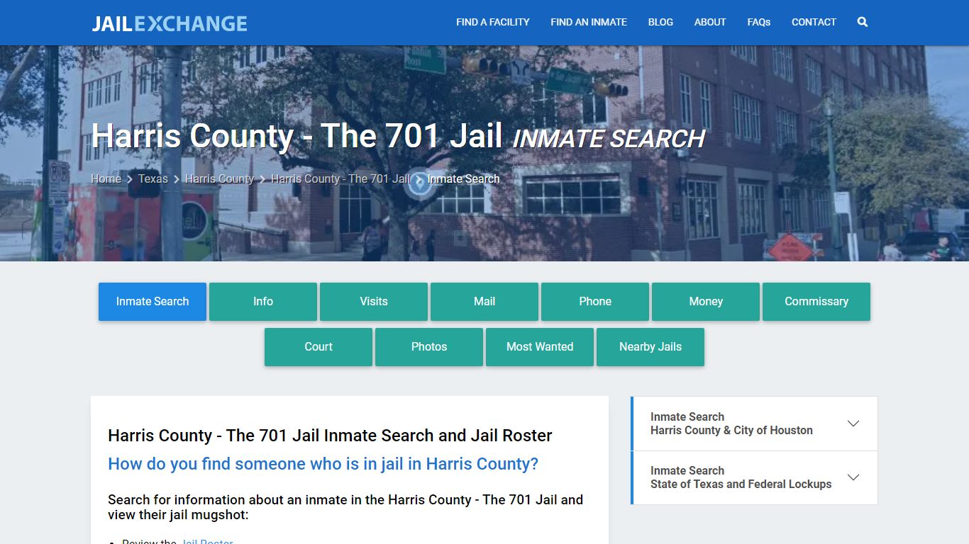 Inmate Search: Roster & Mugshots - Harris County - The 701 Jail, TX